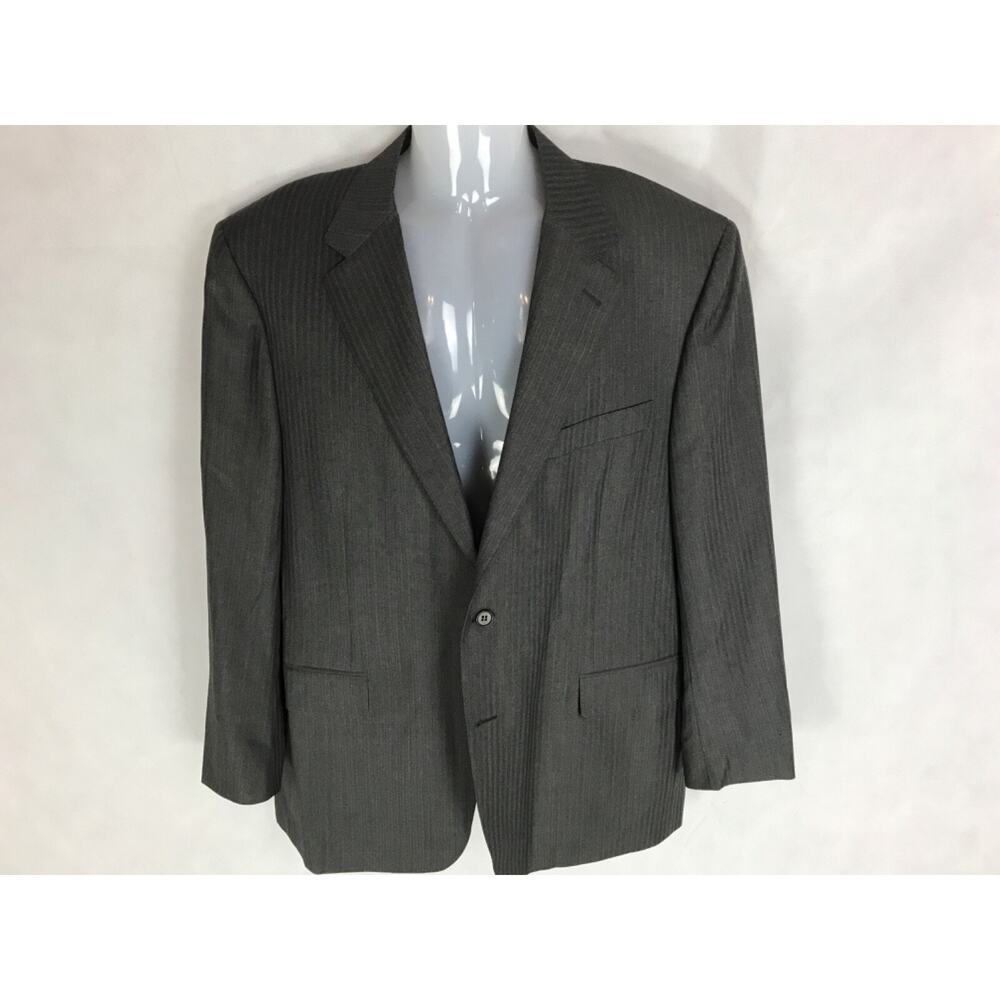 Canali‎ Mens Herringbone Gray Suit Jacket Size 44 Made in Italy
